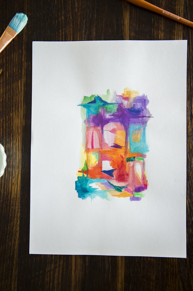 Abstract original watercolour painting on paper 'Wan Chai Lyfe' www.jenniferlia.com