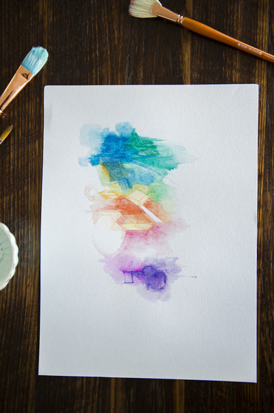 Abstract original watercolour painting on paper 'In Rainbows' www.jenniferlia.com