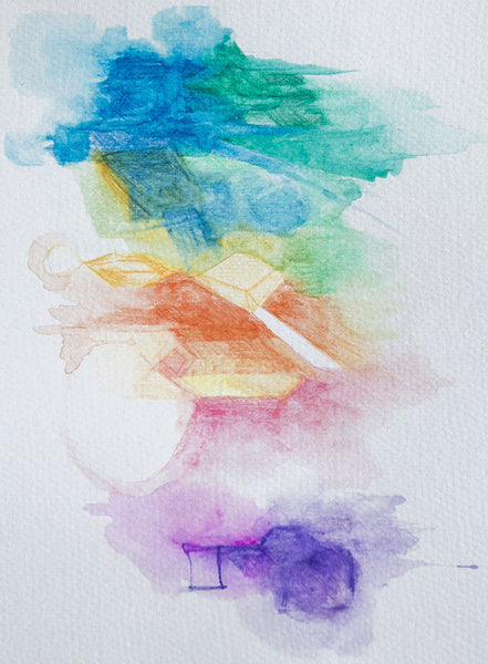 Abstract original watercolour painting on paper 'In Rainbows' www.jenniferlia.com