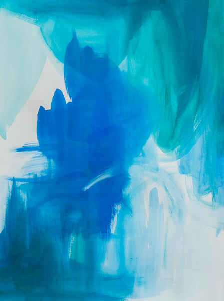 Abstract blue hues watercolour art print on paper and canvas 'Wash Over Me' www.jenniferlia.com